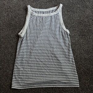 J. Crew Navy and White Striped Linen Tank
